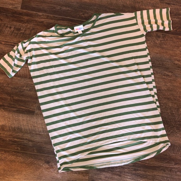 LuLaRoe Tops - LuLaRoe Irma Green + Cream Stripe